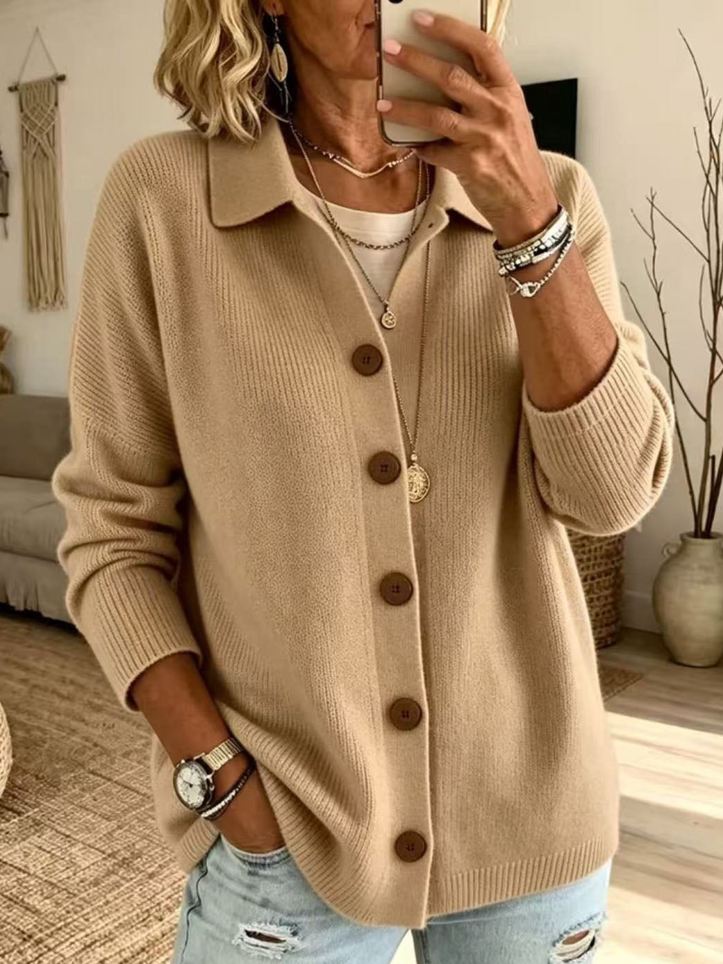 Women's Button-Down Knit Cardigan