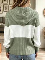 Women's Striped Ribbed Knit Zip-Up Cardigan
