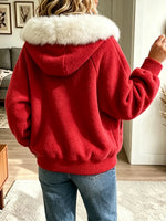 Women Fleece Zip Up Hooded Coat