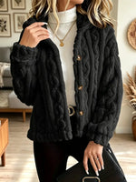 Retro Cozy Loose Fuzzy Fleece Art Casual Stylish Long Sleeve Coat