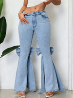 Retro Chic Bow Art Casual Stylish High Waist Denim Pants