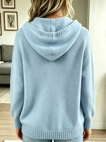 Women's V-Neck Knit Pullover Hoodie
