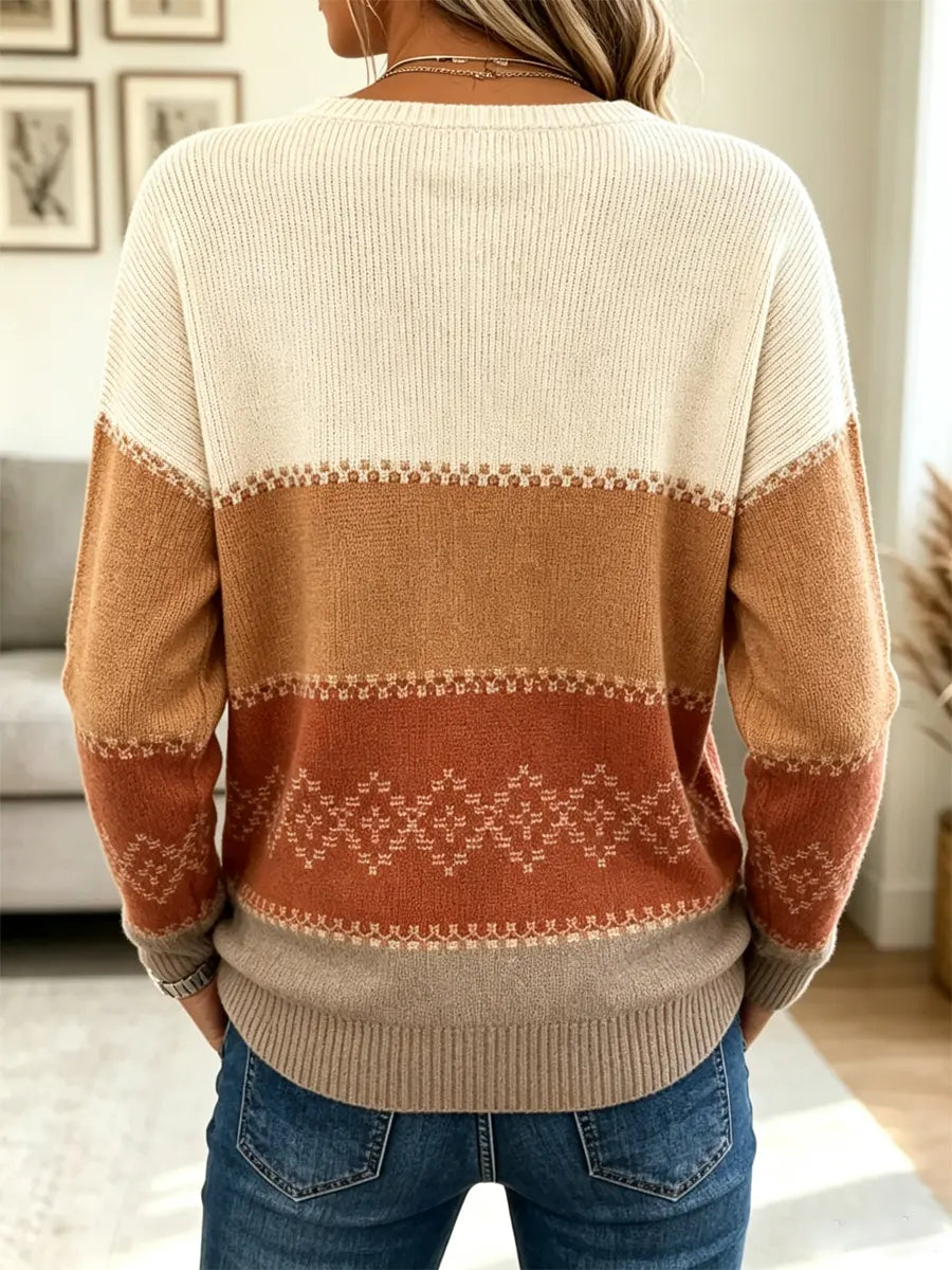 Retro Pattern Art Casual Stylish Long Sleeve Knitted Sweater