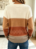 Retro Pattern Art Casual Stylish Long Sleeve Knitted Sweater