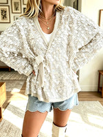 Women's Fashionable Casual Sequin Tie-Up Coat
