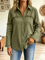 Women's Fringe Trim Button-Down Shirt