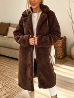 Retro Warm Art Button Cashmere Casual Stylish Lapel Long Sleeve Coat