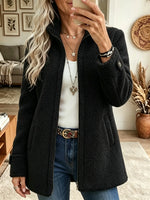 Women's Plush Fleece Full-Zip Mid-Length Coat