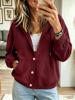Women's Button-Down Casual Hooded Sweatshirt