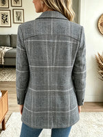 Women's Plaid Single-Breasted Tailored Blazer
