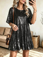 Women's Sequin Tiered A-Line Mini Dress