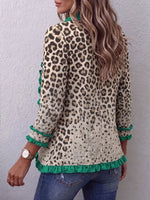 Vintage Elegant Leopard Print Patchwork Ruffled Jacket