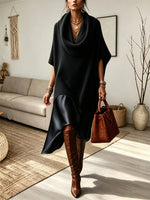 Women's Draped Cowl Neck Knit Dress