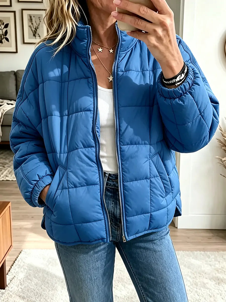 Women’s Stand Collar Zip Up Lightweight Short Padded Coat