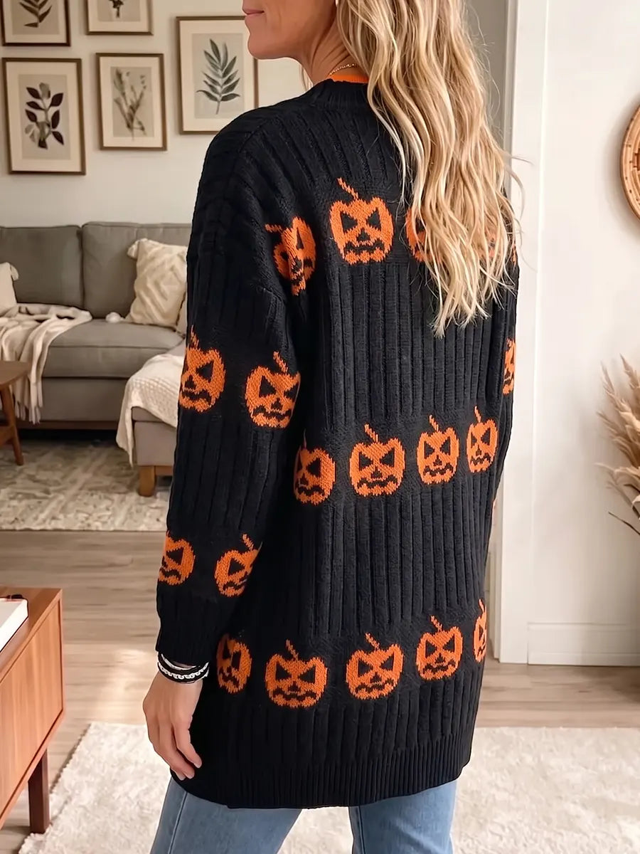 Vintage Elegant Patchwork Pumpkin Sweater