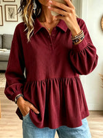 Women's Henley Corduroy Tunic Blouse