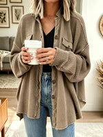 Women's Casual Collared Irregular Shirt Coat