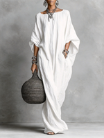 Minimalist Casual Sleeveless Cotton And Linen Long Dress