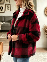 Women's Buffalo Plaid Fuzzy Fleece Jacket
