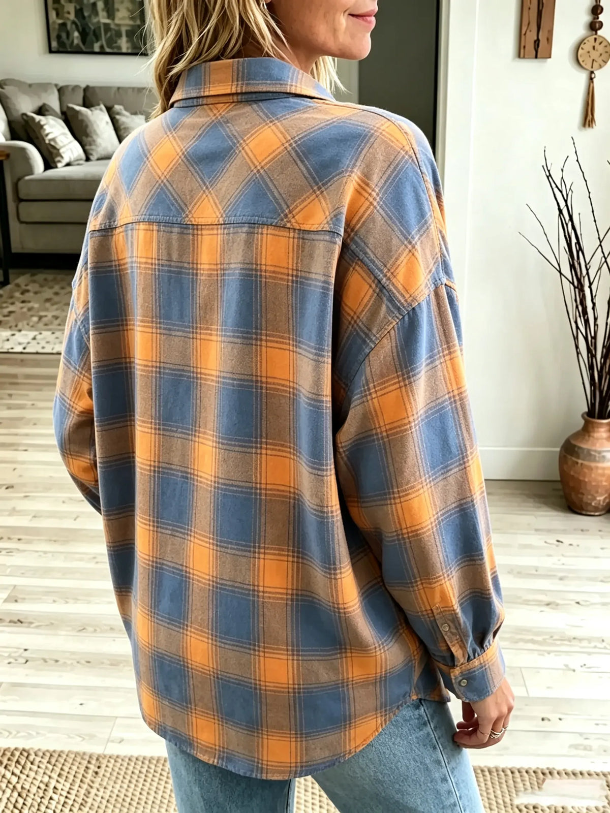Women's Plaid Button-Down Shirt