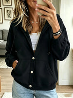 Women's Button-Down Casual Hooded Sweatshirt