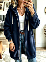 Women’s Long Sleeve Casual Loose Hooded Sweatshirt Cardigan
