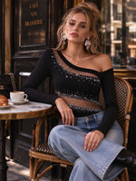 Women's One Shoulder Long Sleeve Top