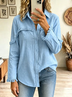 Women's Fringe Trim Button-Down Shirt