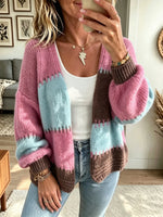 Women's Color-Block Chunky Open-Front Cardigan