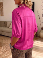 Vintage Elegant Shimmering Satin Patchwork Openwork Lace Shirt