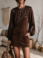 Women's Studded Patchwork Mini Dress