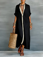 Women's Loose-fitting Linen And Cotton Shirt Dress