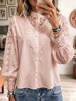 Vintage Elegant Patchwork Openwork Lace Shirt