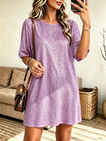 Women's Sequin Short Sleeve Shift Mini Dress