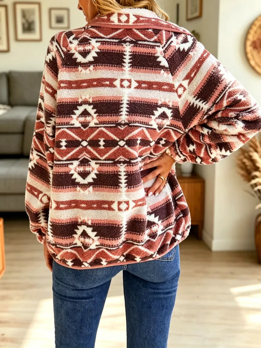 Retro Ethnic Pattern Art Casual Stylish Long Sleeve Coat