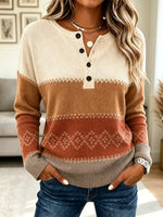 Retro Pattern Art Casual Stylish Long Sleeve Knitted Sweater