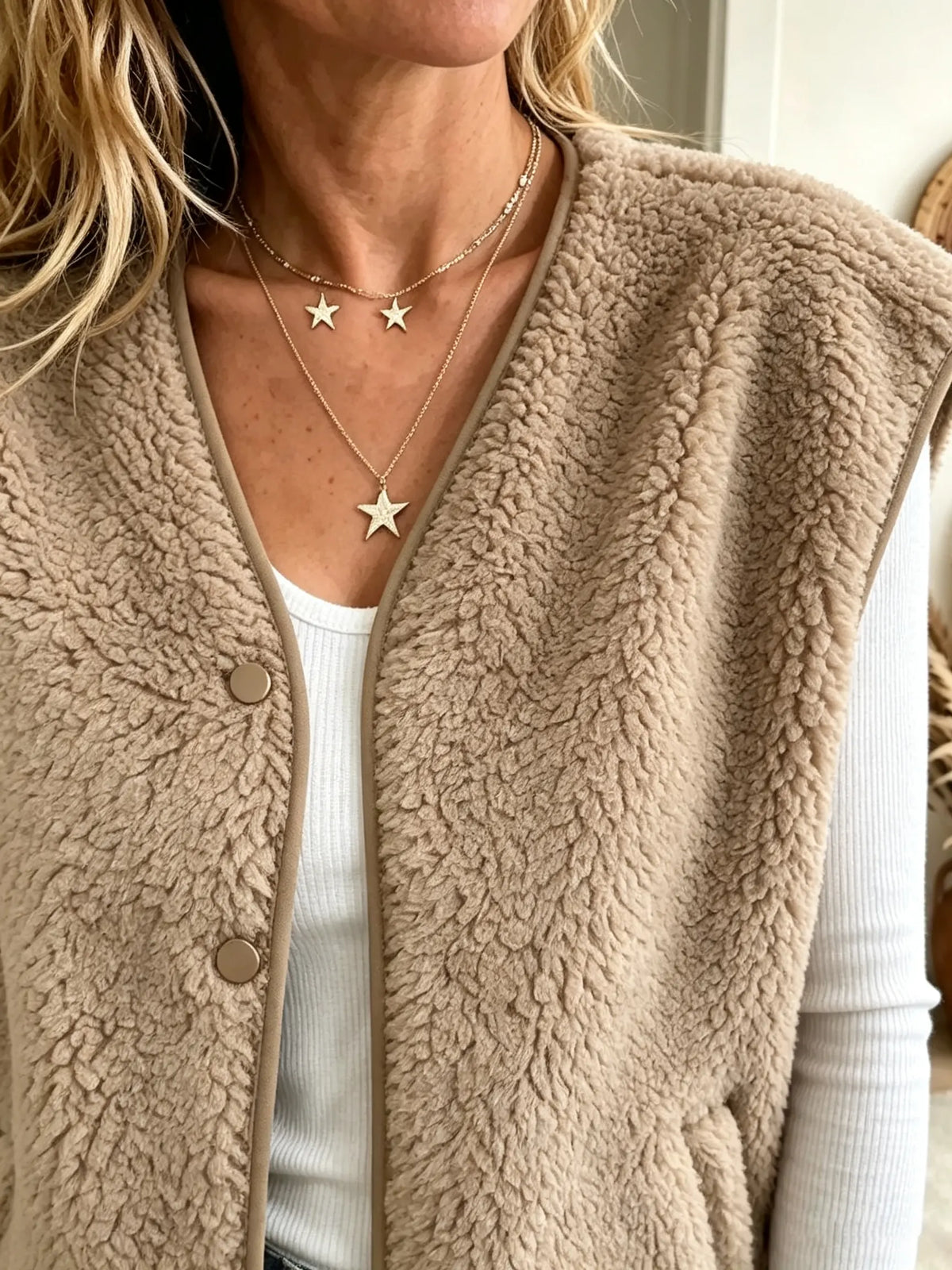 Women's Snap-Front Sherpa Fleece Vest