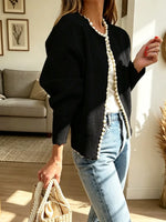Retro Elegant Pearl Art Casual Stylish Long Sleeve Knitted Cardigan Coat