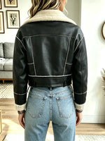 Women Retro Short Warm Motorcycle Jacket
