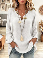 Vintage Elegant Cotton-linen Blend Button Shirt