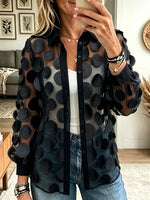 Women's 3D Polka Dot Sheer Button-Down Shirt