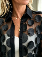 Women's 3D Polka Dot Sheer Button-Down Shirt