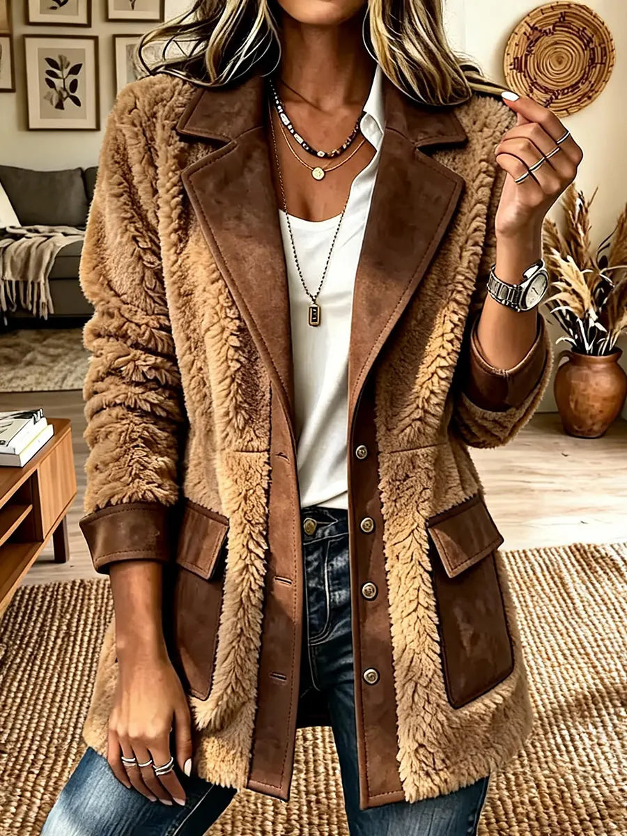Women's Lapel Faux Shearling Jacket