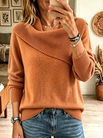 Women's Asymmetrical Draped Cowl Neck Sweater