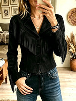 Women's Western Fringe Suede Cropped Jacket