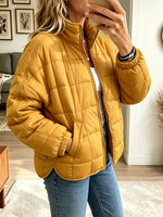 Women’s Stand Collar Zip Up Lightweight Short Padded Coat