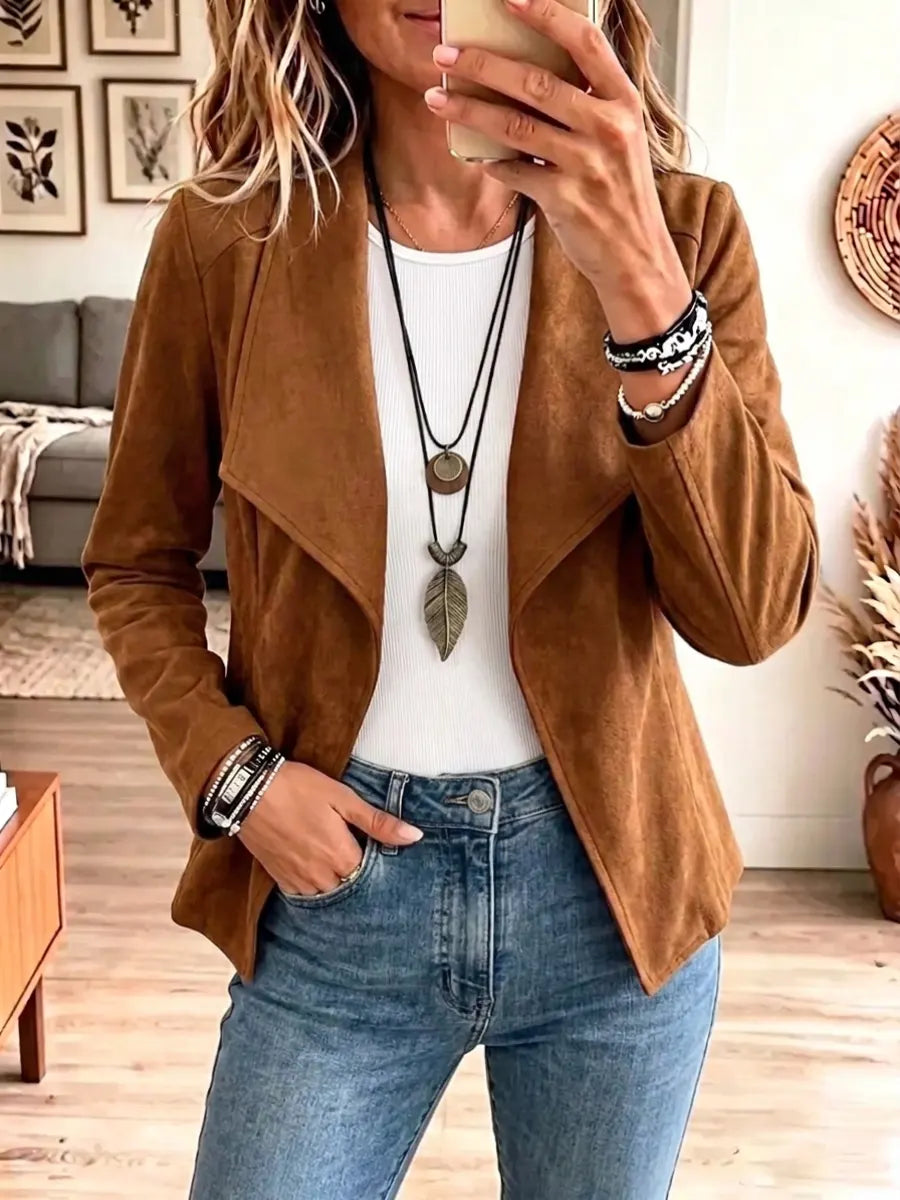 Retro WesternArt Casual Stylish Long Sleeve Suede Coat