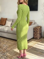 Vintage Elegant Cable-knit Sweater Maxi Dress
