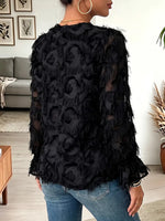 Vintage Elegant Raw Edge Textured Chiffon Shirt
