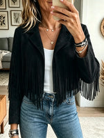 Women's Western Suede Fringe Cropped Jacket